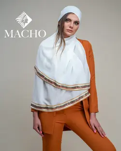 شال حریر نخ جاذبه دستک پولک هندی ماچو 2434