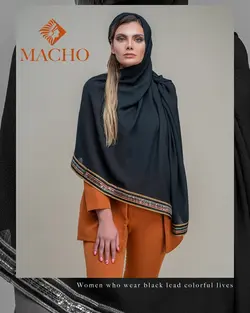 شال حریر نخ جاذبه دستک پولک هندی ماچو 2433