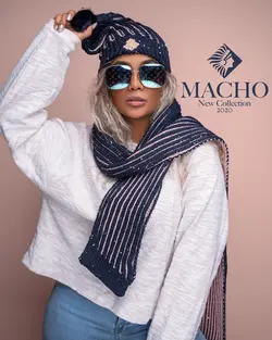 ست شال و کلاه طرح پولک ماچو 1860