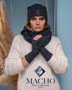 ست شال و کلاه و دستکش طرح پولک Roberto Cavalli ماچو 1773