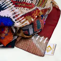 شال حریر نخ طرح گلیم ماچو 1674