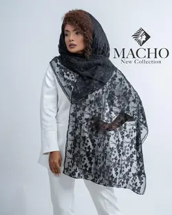 شال سیلک گل‌دوزی ماچو 3079