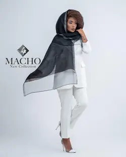 شال ابریشم پولک دستک‌تور ماچو 3071