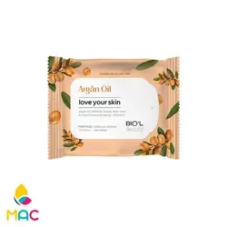 دستمال مرطوب آرایشی روغن آرگان مخصوص پوست خشک و حساس بیول