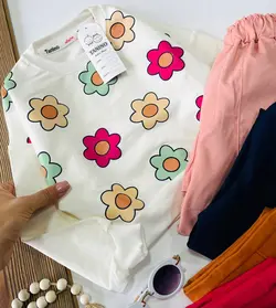 کراپ شلوار دخترانه گل گلی