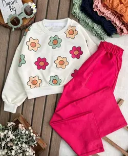 کراپ شلوار دخترانه گل گلی