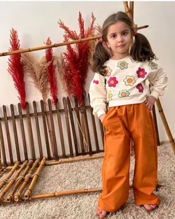 کراپ شلوار دخترانه گل گلی