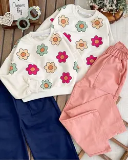 کراپ شلوار دخترانه گل گلی