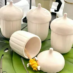 قندان بلوط سرامیکی رنگ سفید