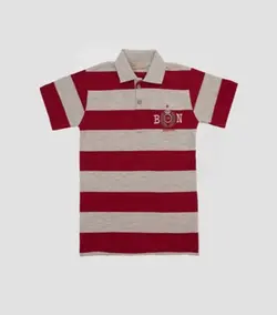 بلوز یقه گرد بچگانه بانی نو طرح راه راه پهن ملانژ رنگی