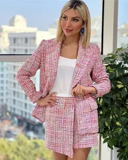 کت شانل صورتی مجلسی ترک