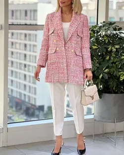 کت شانل صورتی مجلسی ترک