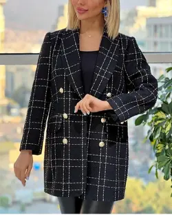 پالتو کتی شانل زنانه کوتاه آستردار پاییزی و زمستانه مزونی مجلسی گرم جدید دکمه دار بسیار پرفروش اورجینال ترک palto coat chanel