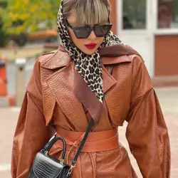 پالتو چرم کروکودیل کوتاه ترک