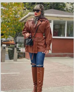 پالتو چرم کروکودیل کوتاه ترک