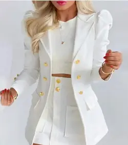 کت دامن سفید فوتر کوبیده و کرپ ترک