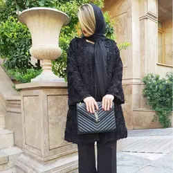 مانتو حریر مشکی روبان دوزی با استر کرپ (کپی)