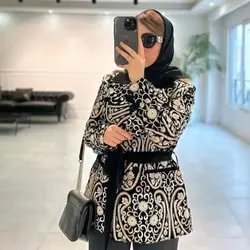 مانتو مخمل سوزندوزی شیک و خاص و لاکچری ترک