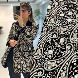 مانتو مخمل سوزندوزی شیک و خاص و لاکچری ترک