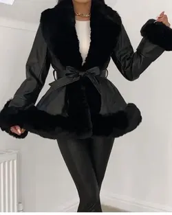 پالتو خز زنانه مشکی کوتاه ترک