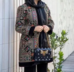 مانتو مخمل سوزندوزی و سرمه دوزی هندی