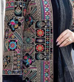 مانتو مخمل سوزندوزی و سرمه دوزی هندی