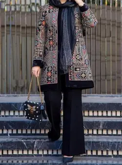 مانتو مخمل سوزندوزی و سرمه دوزی هندی