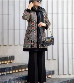 مانتو مخمل سوزندوزی و سرمه دوزی هندی