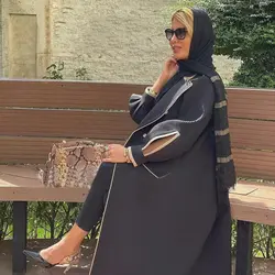 مانتو ژاکارد مشکی طرحدار ترک