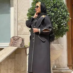 مانتو ژاکارد مشکی طرحدار ترک