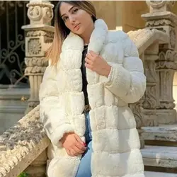 پالتو خز و چرم پله ای زنانه ترک