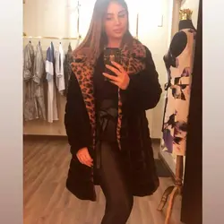 پالتو خز و چرم پله ای زنانه ترک