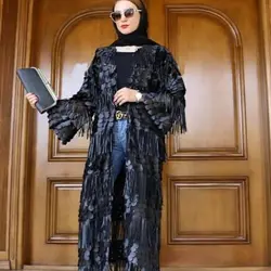 مانتو ژاکارد مشکی مجلسی ترک