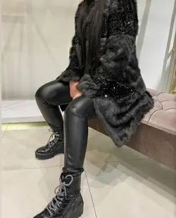 پالتو خز مشکی اورجینال ترک