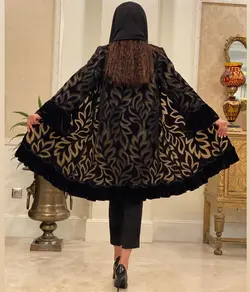 مانتو تور مخمل و کرپ مشکی مجلسی اورجینال ترک