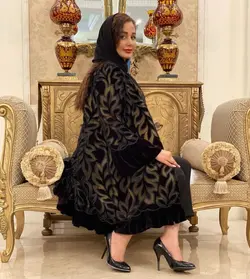 مانتو تور مخمل و کرپ مشکی مجلسی اورجینال ترک