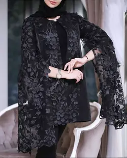 مانتو تور لیزرکات و کرپ مشکی ترک