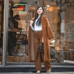 پالتو خز تدی قهوه ای بلند ترک