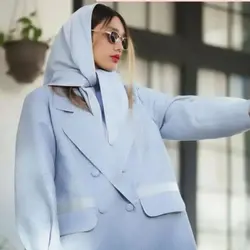 مانتو ژاکارد لمه دورو مشکی و آبی ترک