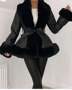 پالتو خز زنانه مشکی کوتاه ترک