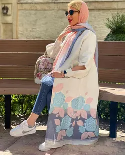 مانتو ژاکارد ابریشم گلدار ترک