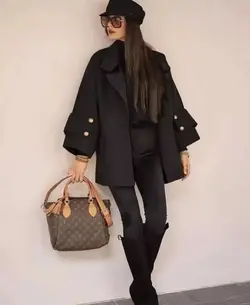 پالتو فوتر شتری و مشکی کوتاه زنانه ترک