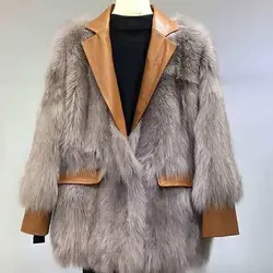 پالتو خز روباهی و چرم اورجینال ترک