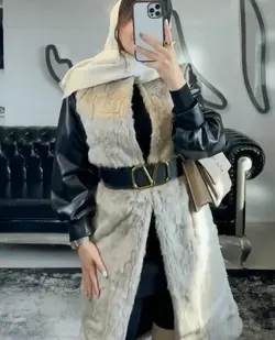 پالتو خز و چرم تیرکمانی ترک