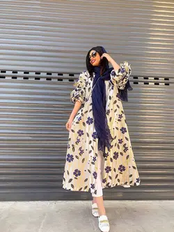 مانتو ژاکارد کسمه گلدار شیک ترک