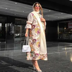 مانتو تور لیزرکات و کرپ رنگارنگ گلدار برجسته ترک