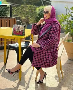 پالتو شانل قرمز شطرنجی ترک