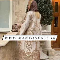 مانتو ژاکارد پنل دار لاکچری ترک