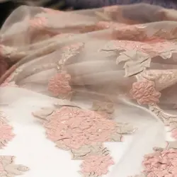 مانتو ژاکارد سفید با گلهای صورتی ایتالیایی