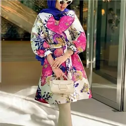 مانتو ژاکارد طرح گل آبی و قرمز شیک ایتالیایی